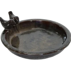 Mega Collections vogelbad/voederschaal - bruin - D30 x H11cm