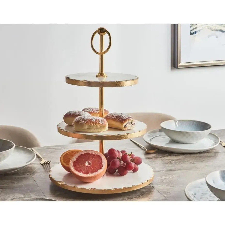 MEGARA - Etagère - Wit/Goud - Marmer