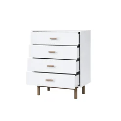 Melanie - Commode met 4 laden in spaanplaat van wit eiken