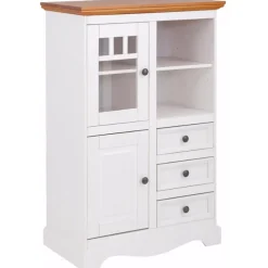 Melissa - Dressoir met 4 deuren en 2 laden in wit / natuurlijk grenen