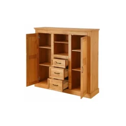 Melissa - Kast met deuren en 3 laden in natuurlijk grenen
