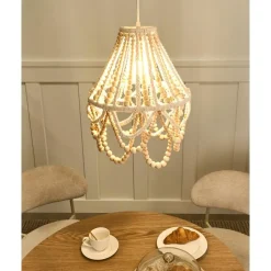 MENIK - Kroonluchter - Lichtbruin - Rubberhout