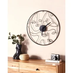 MENTON - Wandklok - Zwart - Ijzer