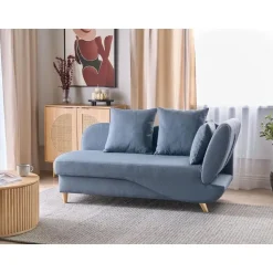 MERI II - Chaise longue met opbergruimte - Blauw - Rechts - Fluweel