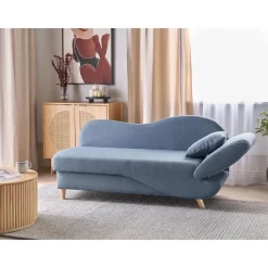 MERI II - Chaise longue met opbergruimte - Blauw - Rechts - Fluweel