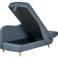 MERI II - Chaise longue met opbergruimte - Blauw - Rechts - Fluweel