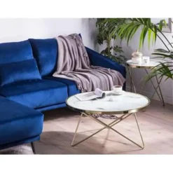 MERIDIAN II - Salontafel - Wit/Goud - Veiligheidsglas