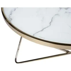 MERIDIAN II - Salontafel - Wit/Goud - Veiligheidsglas