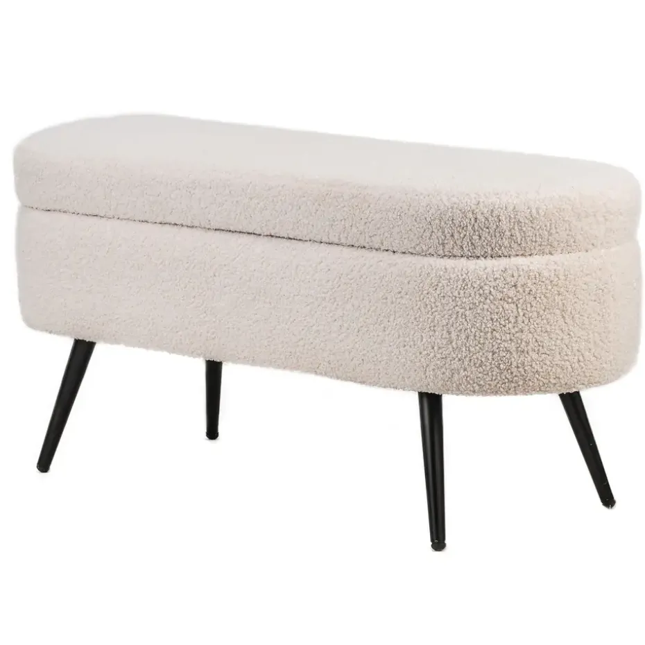 Metalen bank met witte krullen