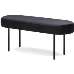 Metalen bank met zwarte fluwelen bekleding