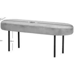 Metalen bank met zwarte fluwelen bekleding