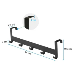 Metalen Deurkapstok Deurhanger Kapstok voor Handdoek en Kleding, Metaal, Zwart