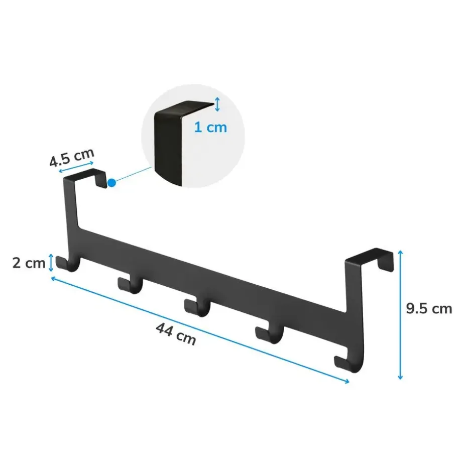 Metalen Deurkapstok Deurhanger Kapstok voor Handdoek en Kleding, Metaal, Zwart