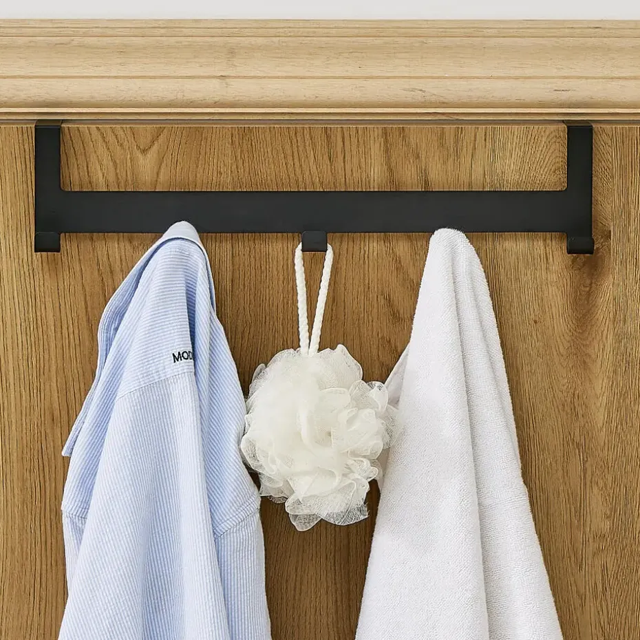 Metalen Deurkapstok Deurhanger Kapstok voor Handdoek en Kleding, Metaal, Zwart