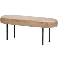 Metalen en fluwelen beige bank