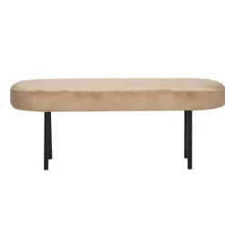 Metalen en fluwelen beige bank