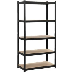 Metalen stellingkast - zwart - 90x45x180 cm