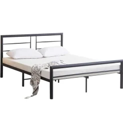 Metalen tweepersoonsbed Dixon - 140x200cm - mat zwart