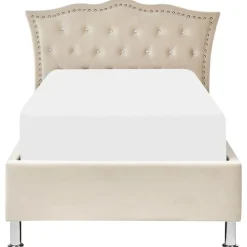 METZ - Bed met opbergruimte - Beige - 90 x 200 cm - Fluweel