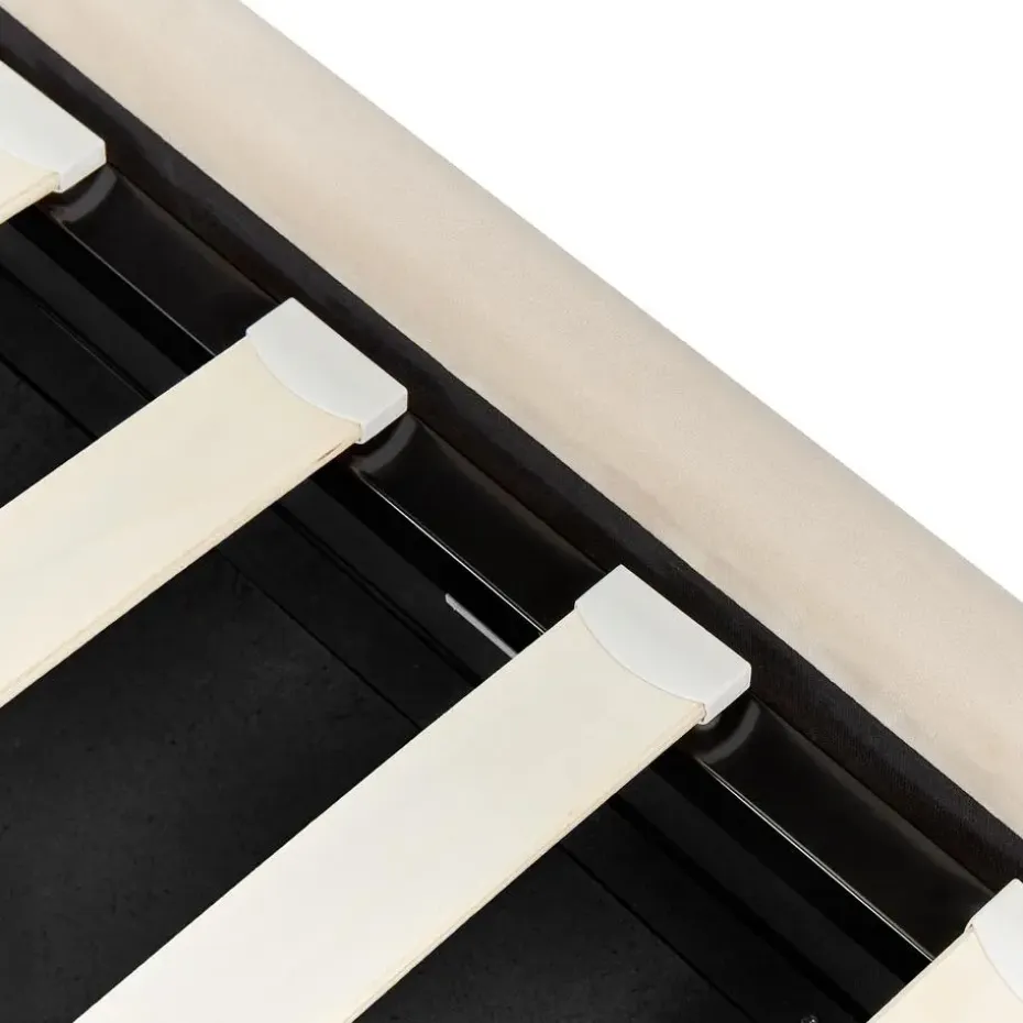 METZ - Bed met opbergruimte - Beige - 90 x 200 cm - Fluweel