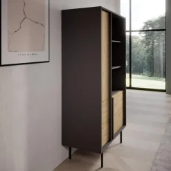 Meubella - Antigo - Boekenkast - Eiken/Antraciet - 83x43x155 cm