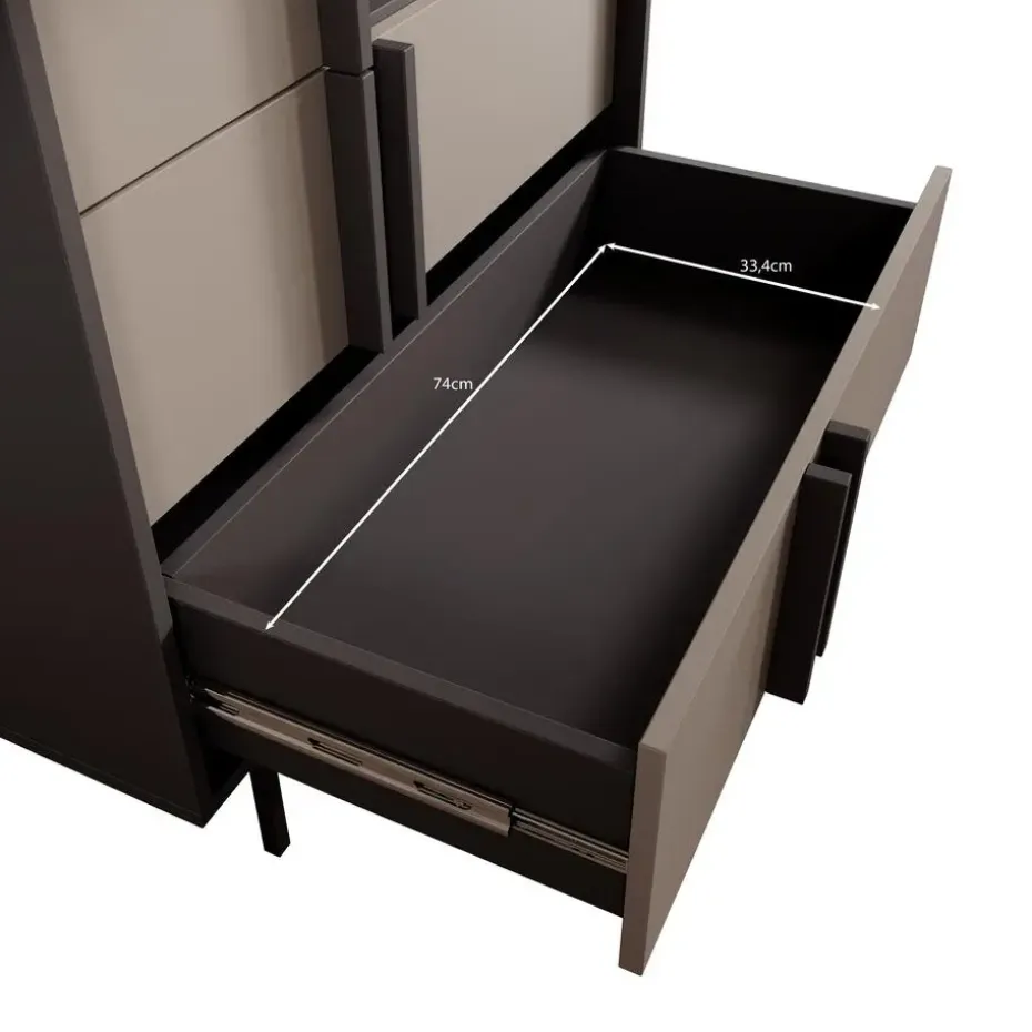 Meubella - Antigo - Boekenkast - Eiken/Antraciet - 83x43x155 cm