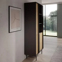 Meubella - Antigo - Boekenkast - Eiken/Antraciet - 83x43x195 cm