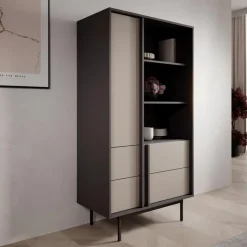 Meubella - Antigo - Boekenkast - Beige/Antraciet - 83x43x155 cm