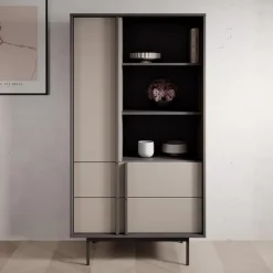 Meubella - Antigo - Boekenkast - Beige/Antraciet - 83x43x155 cm