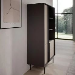 Meubella - Antigo - Boekenkast - Beige/Antraciet - 83x43x155 cm