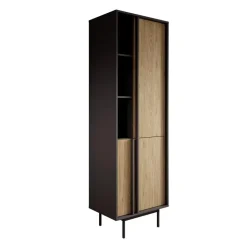 Meubella - Antigo - Boekenkast - Eiken/Antraciet - 63x43x195 cm