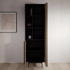 Meubella - Antigo - Boekenkast - Eiken/Antraciet - 63x43x195 cm