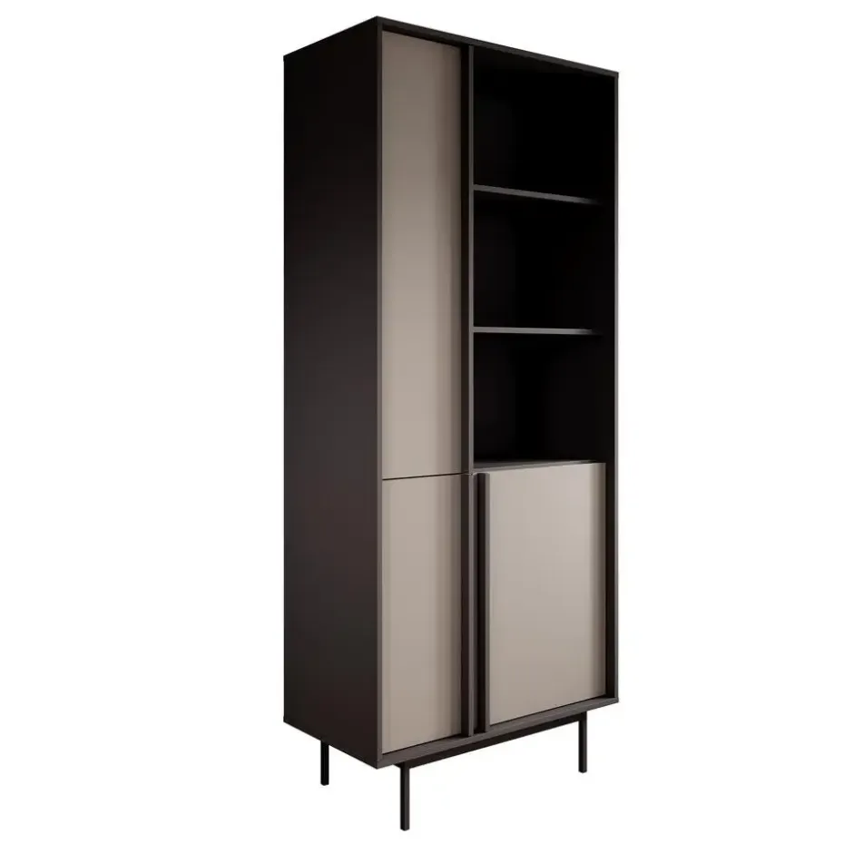 Meubella - Antigo - Boekenkast - Beige/Antraciet - 83x43x195 cm