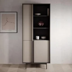 Meubella - Antigo - Boekenkast - Beige/Antraciet - 83x43x195 cm