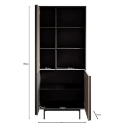 Meubella - Antigo - Boekenkast - Beige/Antraciet - 83x43x195 cm