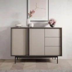 Meubella - Antigo - Dressoir - Beige/Antraciet - 123x43x87 cm