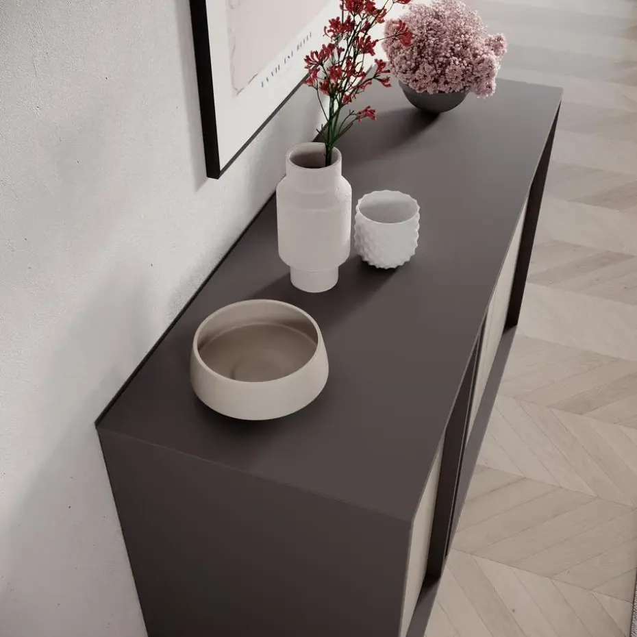 Meubella - Antigo - Dressoir - Beige/Antraciet - 123x43x87 cm