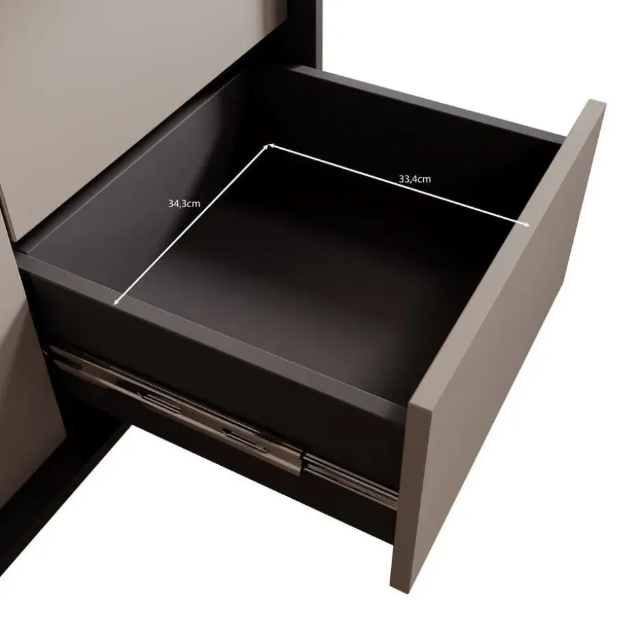 Meubella - Antigo - Dressoir - Beige/Antraciet - 123x43x87 cm