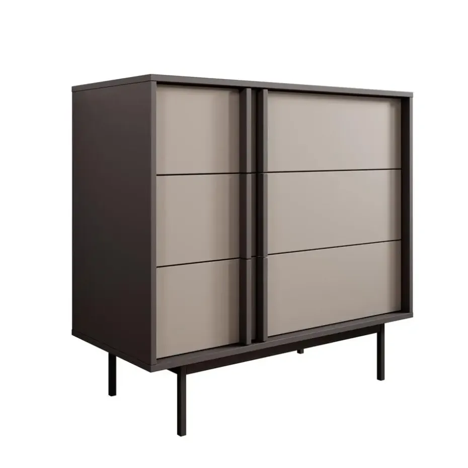 Meubella - Antigo - Ladekast met 3 lades - Beige/Antraciet - 93x43x87 cm