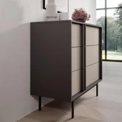 Meubella - Antigo - Ladekast met 3 lades - Beige/Antraciet - 93x43x87 cm