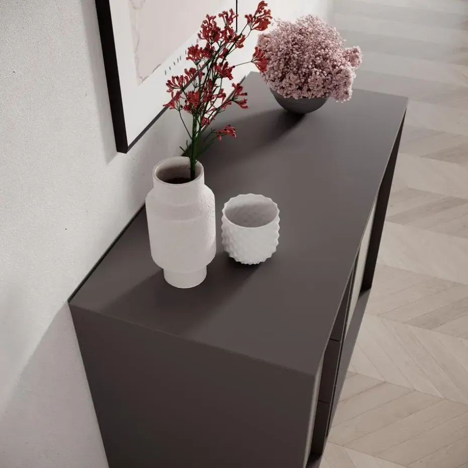 Meubella - Antigo - Ladekast met 3 lades - Beige/Antraciet - 93x43x87 cm