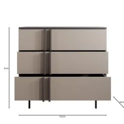 Meubella - Antigo - Ladekast met 3 lades - Beige/Antraciet - 93x43x87 cm