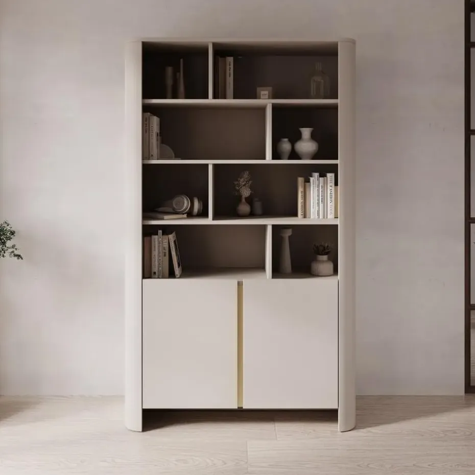 Meubella - Barbados - Boekenkast - Beige - 103x39x170 cm