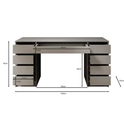 Meubella - Bureau Avio 2 - Wit hoogglans - 154 cm