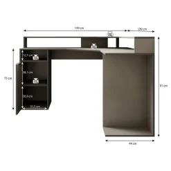 Meubella - Bureau Charlotte - Grijs - 139 cm