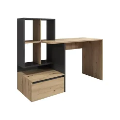 Meubella - Bureau Pierre 2 - Eiken - Antraciet - 145 cm