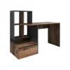 Meubella - Bureau Pierre 2 - Donker eiken - Antraciet - 145 cm