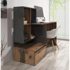 Meubella - Bureau Pierre 2 - Donker eiken - Antraciet - 145 cm