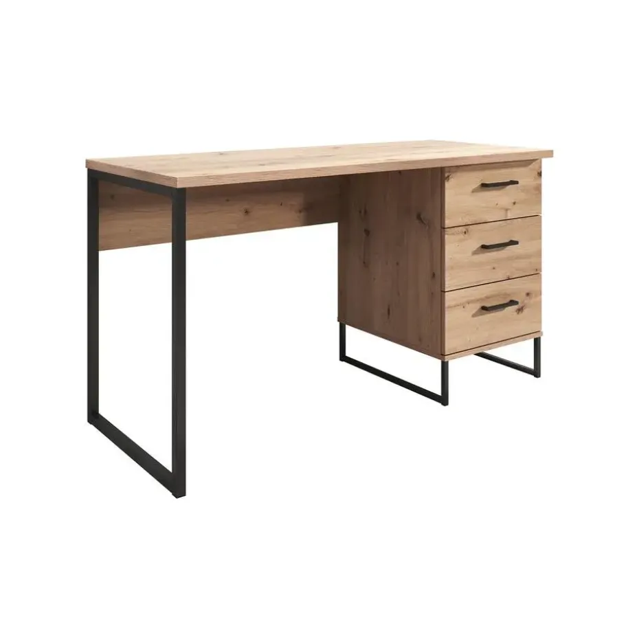 Meubella - Bureau Saturn - Eiken - Zwart - 138 cm