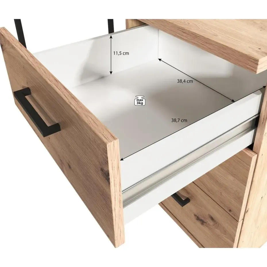 Meubella - Bureau Saturn - Eiken - Zwart - 138 cm